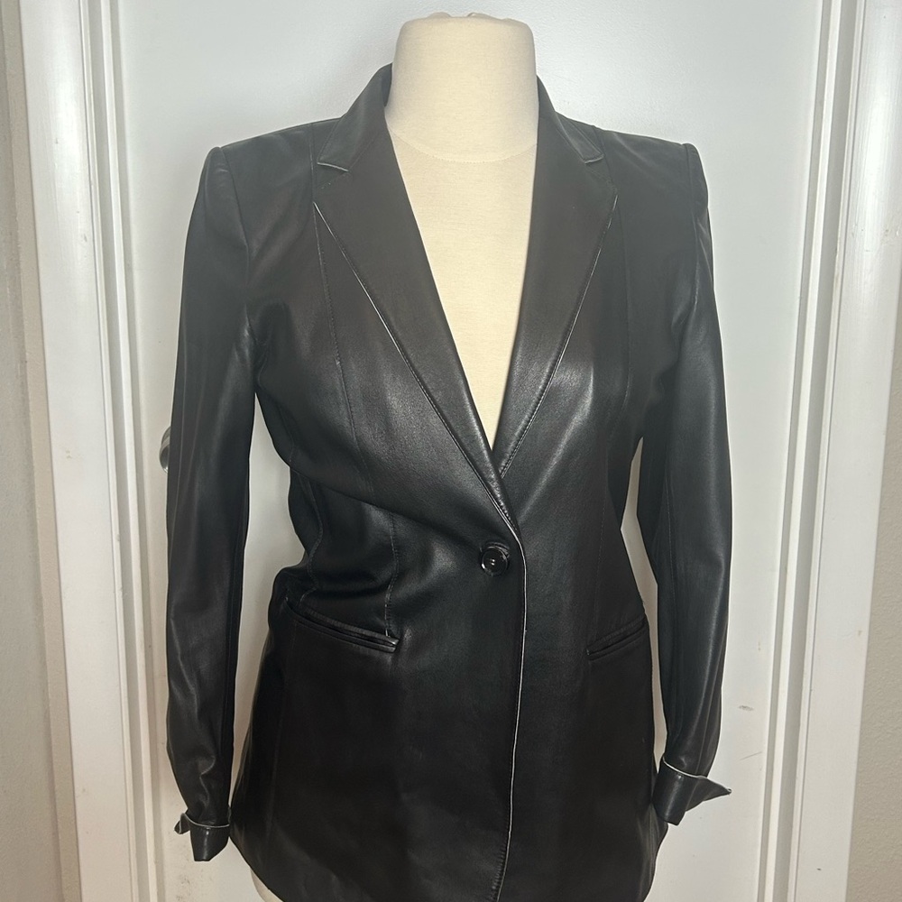 Elie Tahari Black Women's Leather Blazer